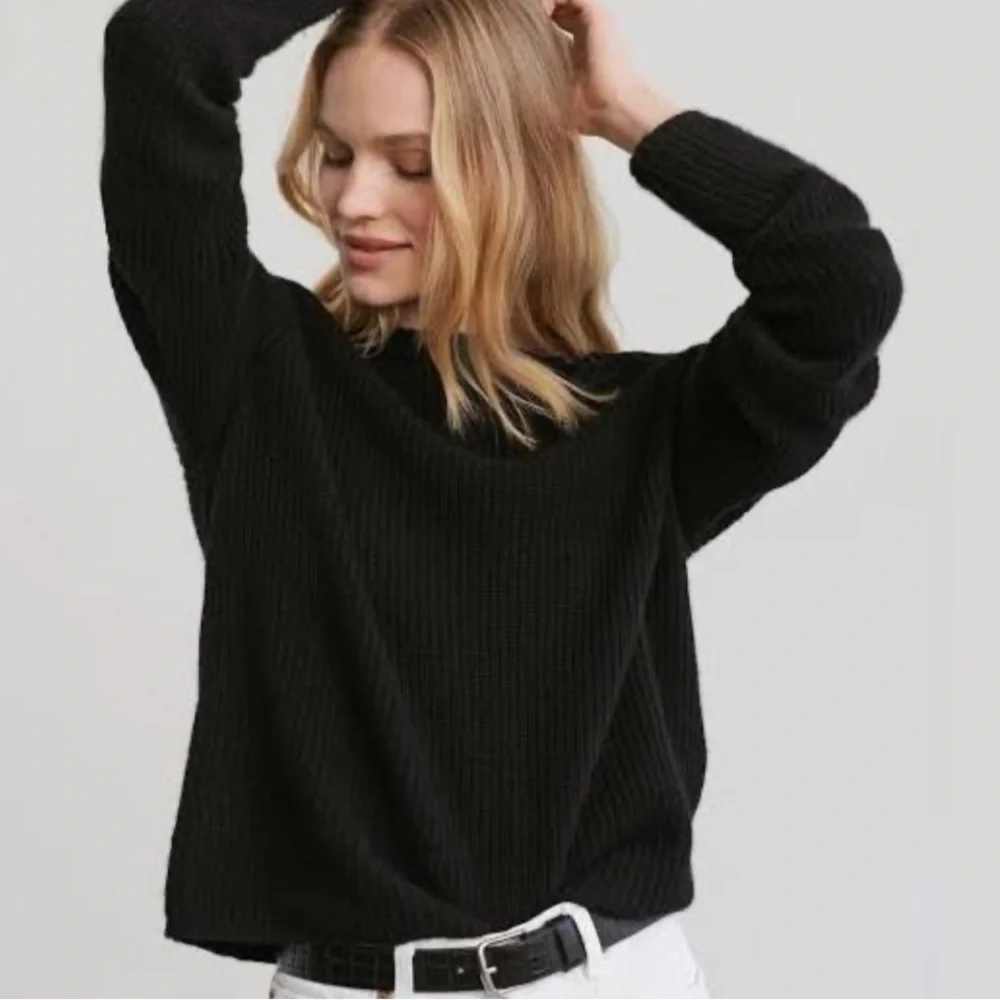 Reformation cashmere black rib crew neck sweater